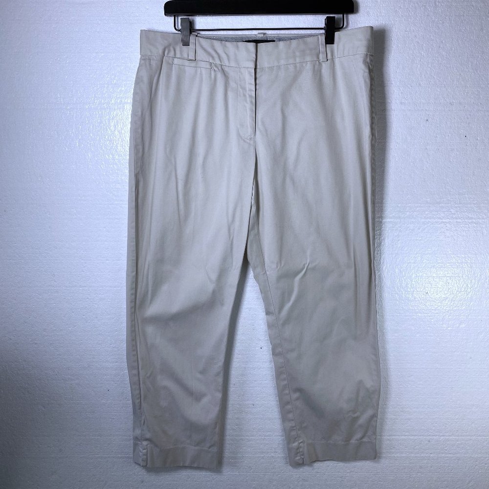 Talbots Women's Size 12 Cream Curvy Pants Career Straight Leg Trousers Cropped